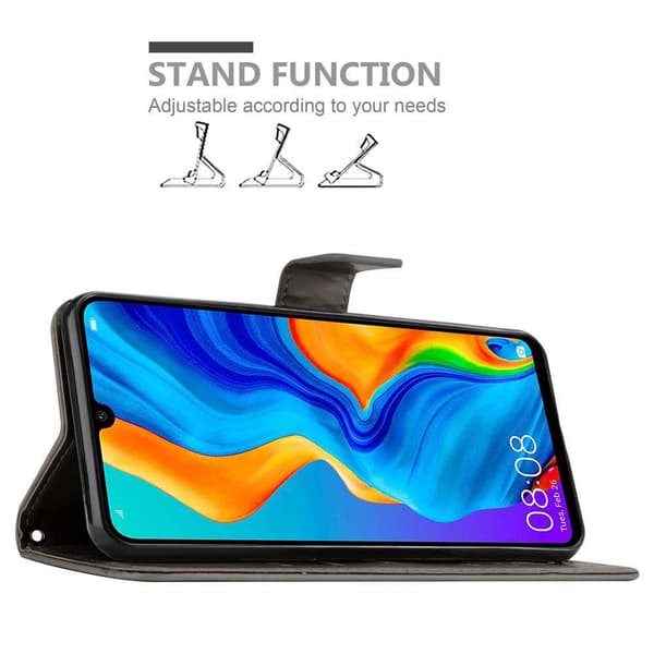 Huawei P30 LITE Skal Fodral i blomdesign Mobilskydd Case Cover med magnetisk stängning, ståfunktion och kortplatser