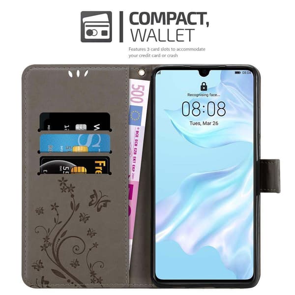 Huawei P30 Pungetui Cover Blomster ()