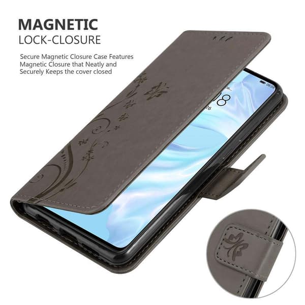 Huawei P30 Skal Fodral i blomdesign Mobilskydd Case Cover med magnetisk stängning, ståfunktion och kortplatser