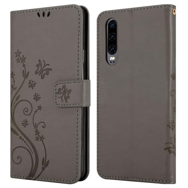 Huawei P30 Skal Fodral i blomdesign Mobilskydd Case Cover med magnetisk stängning, ståfunktion och kortplatser