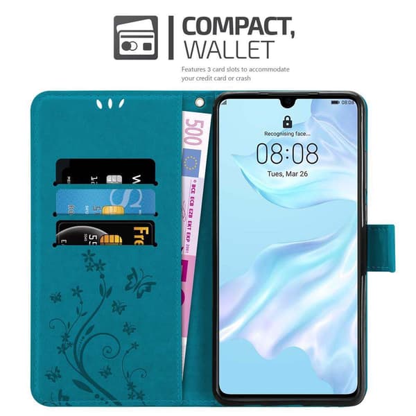 Huawei P30 Pungetui Cover Blomster ()
