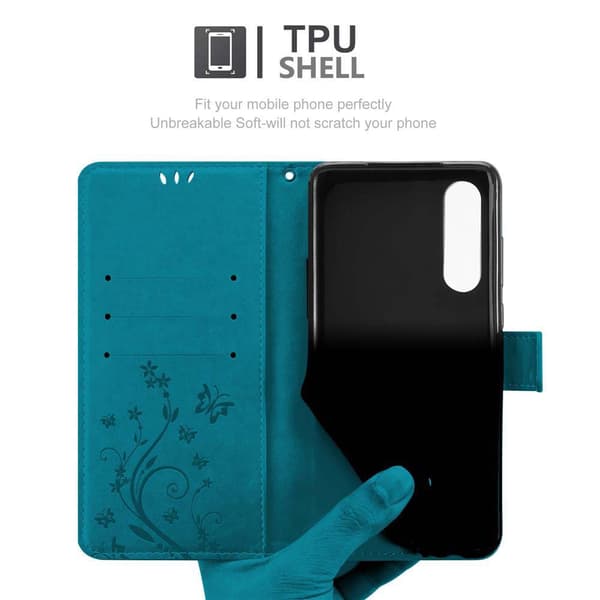 Huawei P30 Skal Fodral i blomdesign Mobilskydd Case Cover med magnetisk stängning, ståfunktion och kortplatser