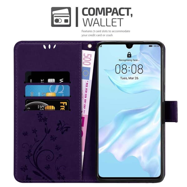 Huawei P30 Pungetui Cover Blomster ()