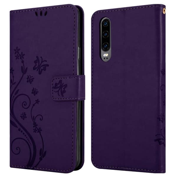 Huawei P30 Skal Fodral i blomdesign Mobilskydd Case Cover med magnetisk stängning, ståfunktion och kortplatser