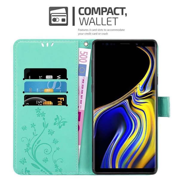 Samsung Galaxy NOTE 9 Skal Fodral i blomdesign Mobilskydd Case Cover med magnetisk stängning, ståfunktion och kortplatser
