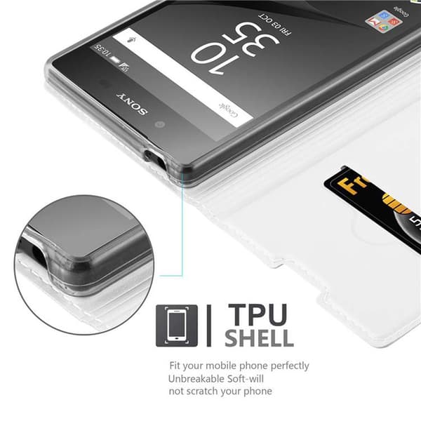 Deksel til Sony Xperia Z5 Lommebokdeksel med magnetisk lukking, stativfunksjon og kortlomme