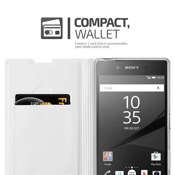 Deksel til Sony Xperia Z5 Lommebokdeksel med magnetisk lukking, stativfunksjon og kortlomme