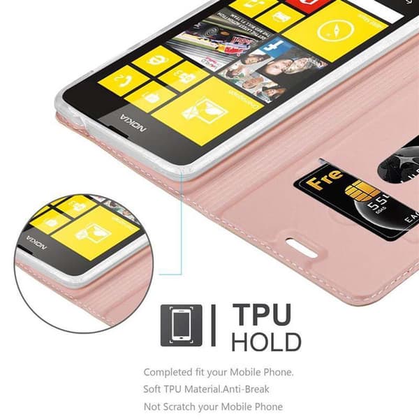 Nokia Lumia 520 / 521 Suojakotelo Suojakuori Lompakkokotelo Matkapuhelinkotelo jossa magneettisuljenta, jalusta-toiminto ja korttitasku