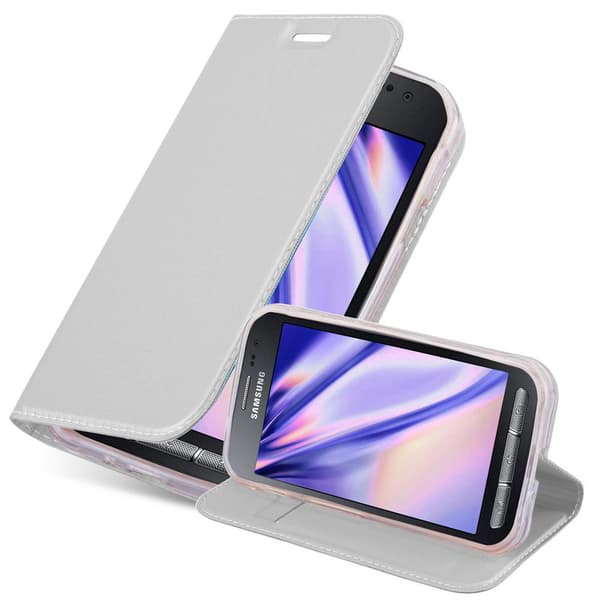 Deksel til Samsung Galaxy XCover 3 Lommebokdeksel med magnetisk lukking, stativfunksjon og kortlomme KLASSISK SØLV