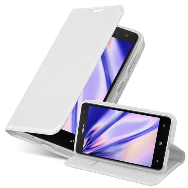 Nokia Lumia 625 Skal Fodral med magnetisk stängning, ståfunktion och kortficka Mobilskydd CLASSY SILVER