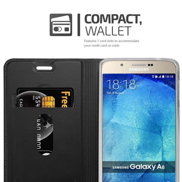 Samsung Galaxy A8 2015 Suojakotelo Suojakuori Lompakkokotelo Matkapuhelinkotelo jossa magneettisuljenta, jalusta-toiminto ja korttitasku
