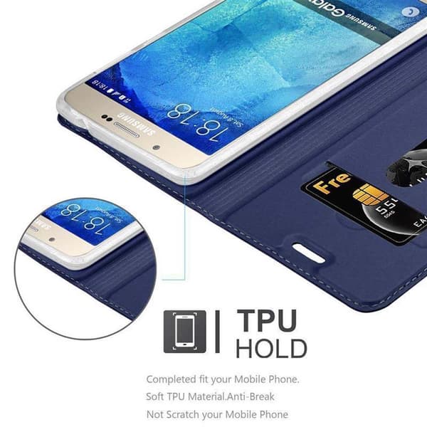Samsung Galaxy A8 2015 Suojakotelo Suojakuori Lompakkokotelo Matkapuhelinkotelo jossa magneettisuljenta, jalusta-toiminto ja korttitasku