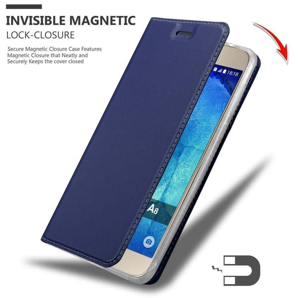 Samsung Galaxy A8 2015 Suojakotelo Suojakuori Lompakkokotelo Matkapuhelinkotelo jossa magneettisuljenta, jalusta-toiminto ja korttitasku