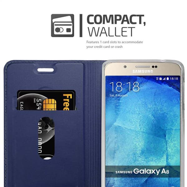 Deksel til Samsung Galaxy A8 2015 Lommebokdeksel med magnetisk lukking, stativfunksjon og kortlomme