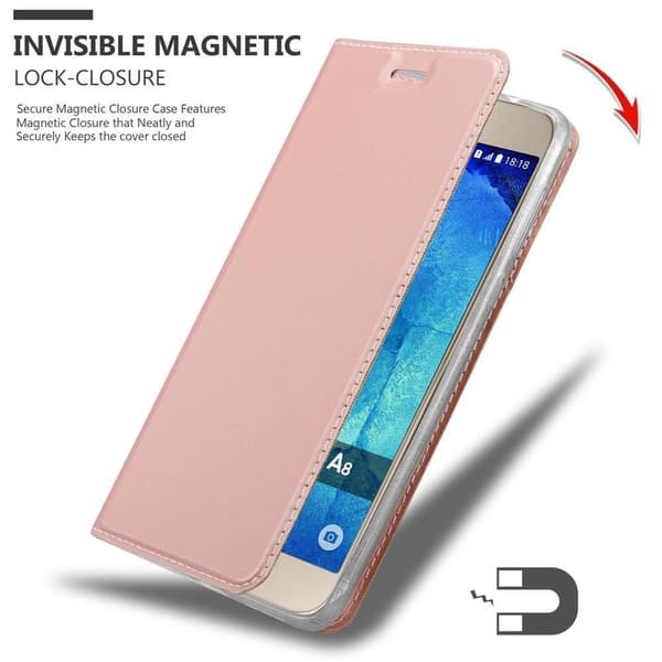 Samsung Galaxy A8 2015 Suojakotelo Suojakuori Lompakkokotelo Matkapuhelinkotelo jossa magneettisuljenta, jalusta-toiminto ja korttitasku