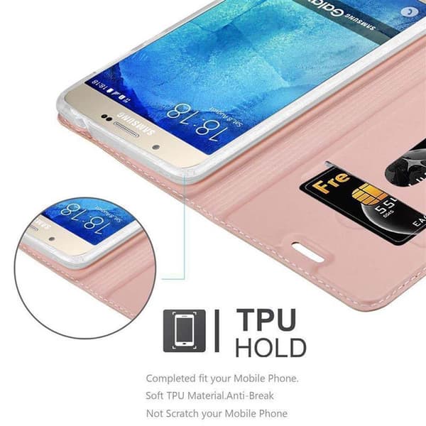 Deksel til Samsung Galaxy A8 2015 Lommebokdeksel med magnetisk lukking, stativfunksjon og kortlomme