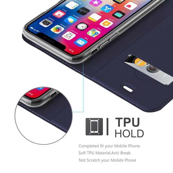 Apple iPhone X / XS Suojakotelo Suojakuori Lompakkokotelo Matkapuhelinkotelo jossa magneettisuljenta, jalusta-toiminto ja korttitasku
