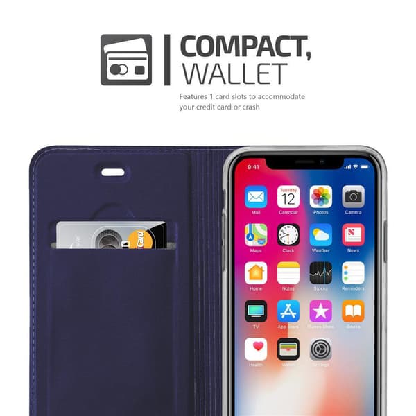 Apple iPhone X / XS Suojakotelo Suojakuori Lompakkokotelo Matkapuhelinkotelo jossa magneettisuljenta, jalusta-toiminto ja korttitasku