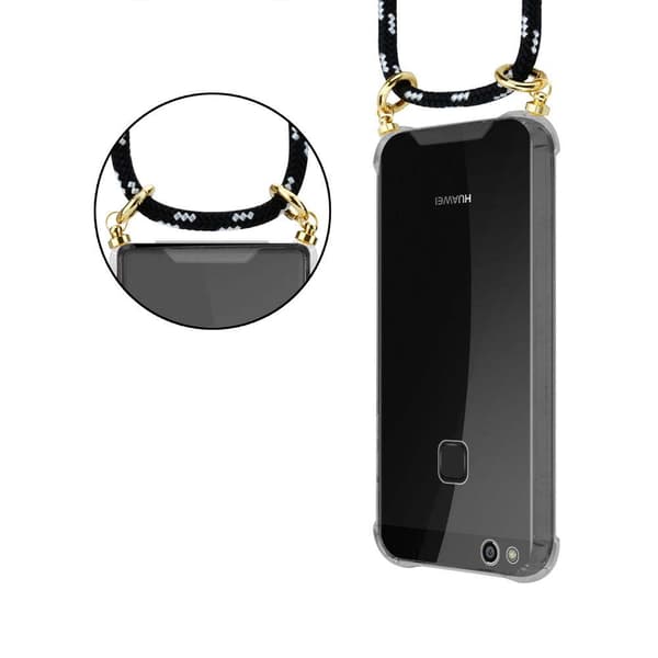Huawei P10 LITE Suojakuori ketju Silikoni suojakotelo Gold Rings johto hihna ja irrotettava asia