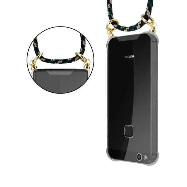 Huawei P10 LITE Suojakuori ketju Silikoni suojakotelo Gold Rings johto hihna ja irrotettava asia