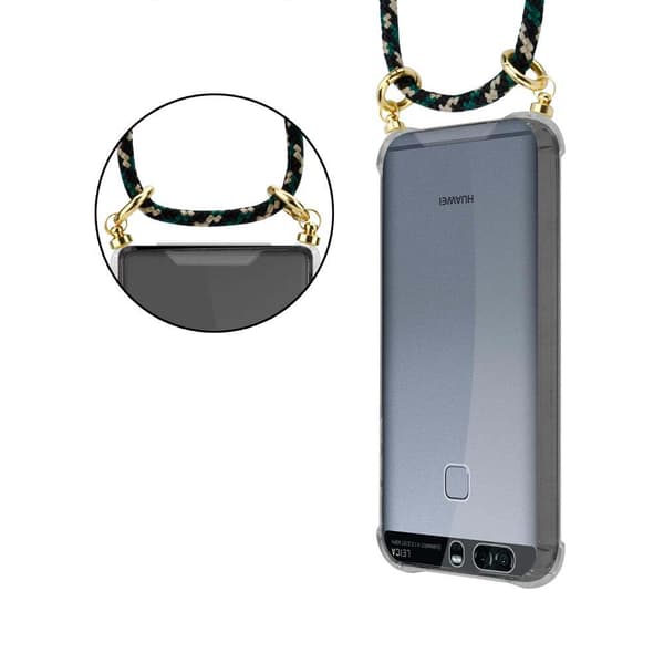 Huawei P9 Suojakuori ketju Silikoni suojakotelo Gold Rings johto hihna ja irrotettava asia