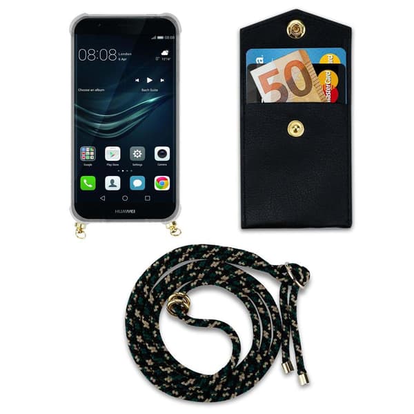 Huawei P9 Suojakuori ketju Silikoni suojakotelo Gold Rings johto hihna ja irrotettava asia