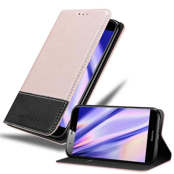 Huawei ASCEND G7 PLUS / G8 / GX8 Suojakotelo Suojakuori Lompakkokotelo Matkapuhelinkotelo jossa magneettisuljenta, jalusta-toiminto ja korttitasku RUUSUKULTA MUSTA