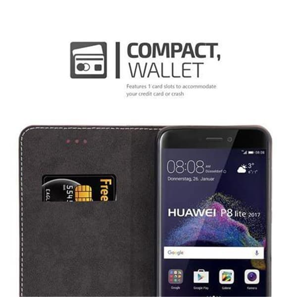 Huawei P8 LITE 2017 / P9 LITE 2017 Suojakotelo Suojakuori Lompakkokotelo Matkapuhelinkotelo jossa magneettisuljenta, jalusta-toiminto ja korttitasku
