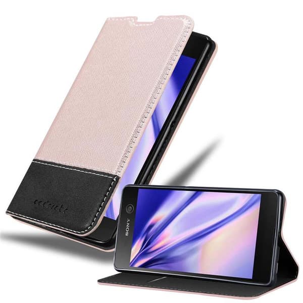 Fordral för Sony Xperia M5 Skal med magnetisk stängning, ståfunktion och kortficka Mobilskydd ROSE GULD SVART