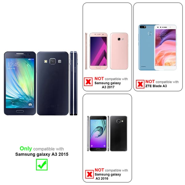 Deksel til Samsung Galaxy A3 2015 Lommebokdeksel med magnetisk lukking, stativfunksjon og kortlomme