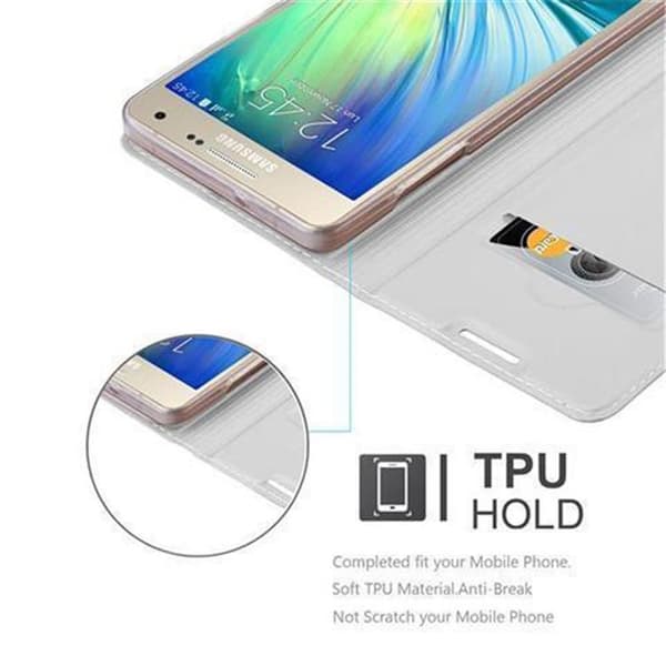 Deksel til Samsung Galaxy A3 2015 Lommebokdeksel med magnetisk lukking, stativfunksjon og kortlomme