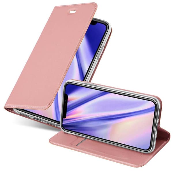 iPhone XR Skal Fodral med magnetisk stängning, ståfunktion och kortficka Mobilskydd CLASSY ROSE GULD
