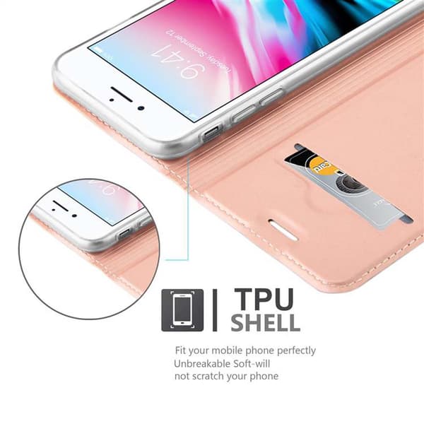 Deksel til iPhone 7 / 7S / 8 / SE 2020 Lommebokdeksel med magnetisk lukking, stativfunksjon og kortlomme