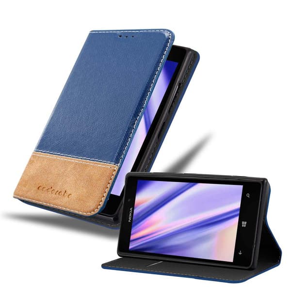Fordral för Nokia Lumia 925 Skal med magnetisk stängning, ståfunktion och kortficka Mobilskydd MÖRK BLÅ BRUN