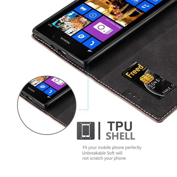 Lommebokdeksel til Nokia Lumia 925 Deksel med magnetisk lukking, stativfunksjon og kortlomme