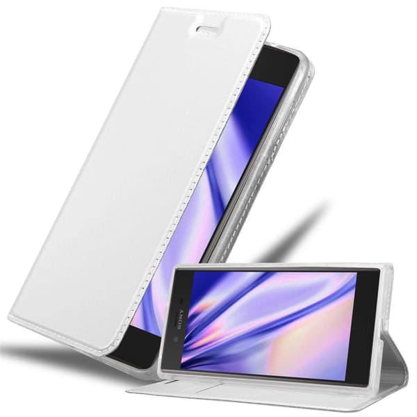 Deksel til Sony Xperia XZ / XZs Lommebokdeksel med magnetisk lukking, stativfunksjon og kortlomme KLASSISK SØLV