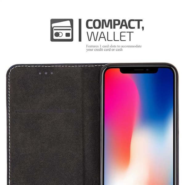 Lommebokdeksel til iPhone X / XS Deksel med magnetisk lukking, stativfunksjon og kortlomme