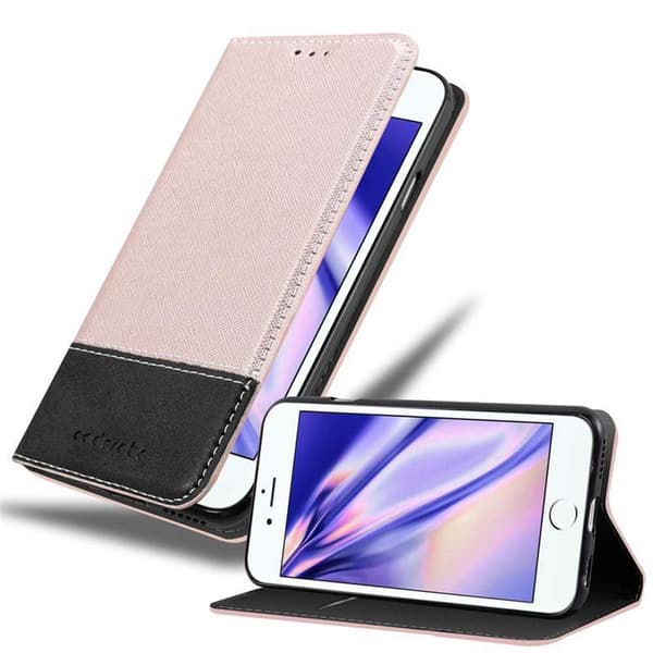 iPhone 6 PLUS / 6S PLUS Suojakotelo Suojakuori Lompakkokotelo Matkapuhelinkotelo jossa magneettisuljenta, jalusta-toiminto ja korttitasku RUUSUKULTA MUSTA