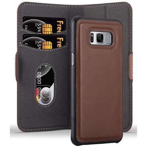 Samsung Galaxy S8 PLUS Fodral Plånboksfodral Mobikskal Case i 2-i-1-design Skyddsfodral med ståfunktion och kortficka ANTIK BRUNT