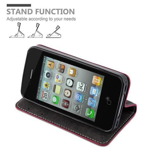 iPhone 4 / 4S Suojakotelo Suojakuori Lompakkokotelo Matkapuhelinkotelo jossa magneettisuljenta, jalusta-toiminto ja korttitasku