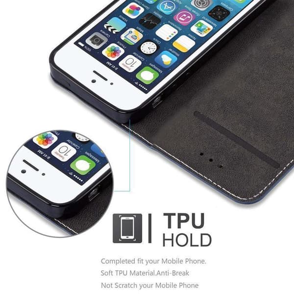 Lommebokdeksel til iPhone 4 / 4S Deksel med magnetisk lukking, stativfunksjon og kortlomme
