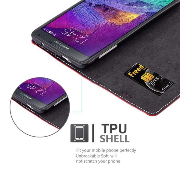 Fordral för Samsung Galaxy NOTE 4 Skal med magnetisk stängning, ståfunktion och kortficka Mobilskydd
