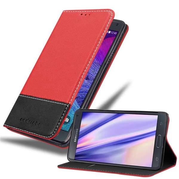 Fordral för Samsung Galaxy NOTE 4 Skal med magnetisk stängning, ståfunktion och kortficka Mobilskydd RÖD SVART