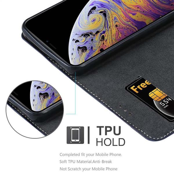 Lommebokdeksel til iPhone XS MAX Deksel med magnetisk lukking, stativfunksjon og kortlomme
