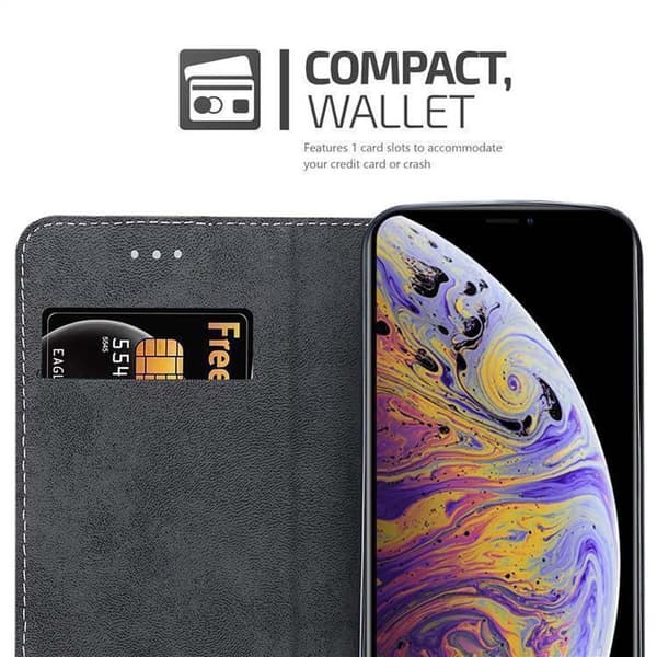 Lommebokdeksel til iPhone XS MAX Deksel med magnetisk lukking, stativfunksjon og kortlomme
