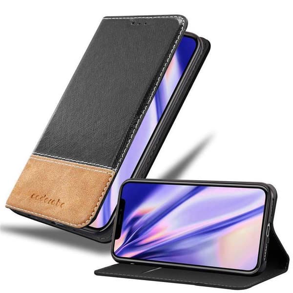 Fordral för iPhone XS MAX Skal med magnetisk stängning, ståfunktion och kortficka Mobilskydd SVART BRUN