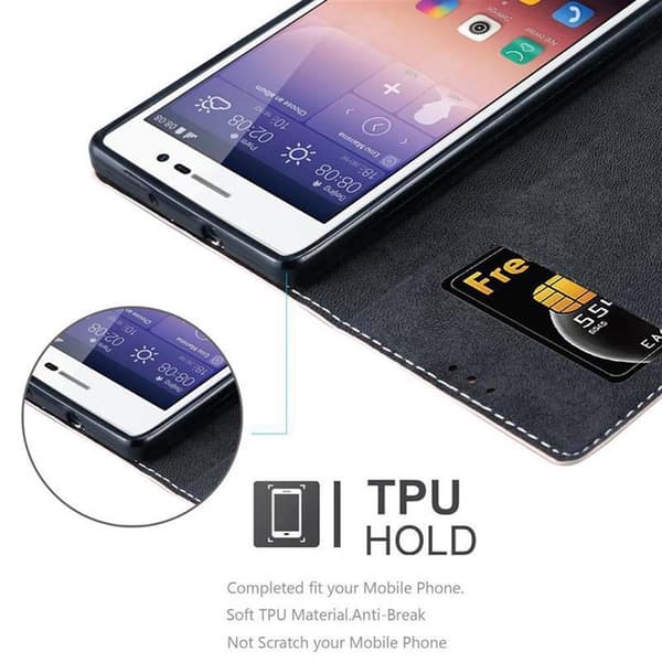 Fordral för Huawei ASCEND P7 Skal med magnetisk stängning, ståfunktion och kortficka Mobilskydd