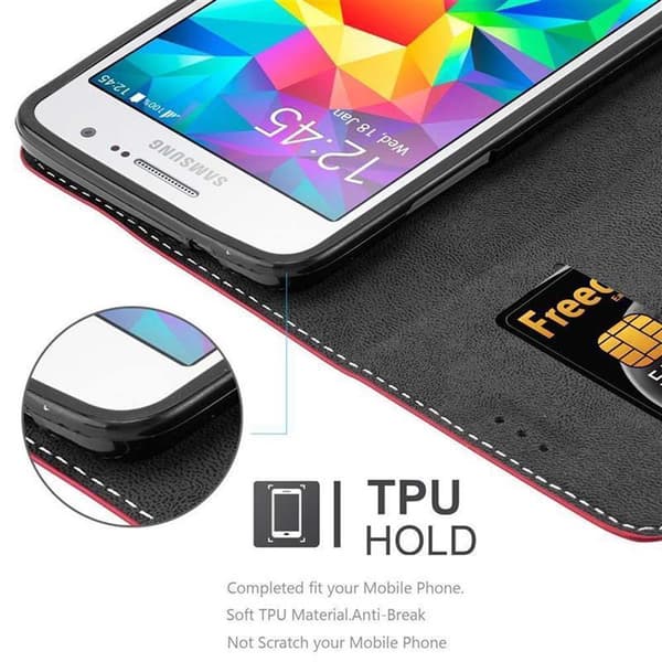 Fordral för Samsung Galaxy GRAND PRIME Skal med magnetisk stängning, ståfunktion och kortficka Mobilskydd