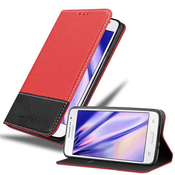 Fordral för Samsung Galaxy GRAND PRIME Skal med magnetisk stängning, ståfunktion och kortficka Mobilskydd RÖD SVART