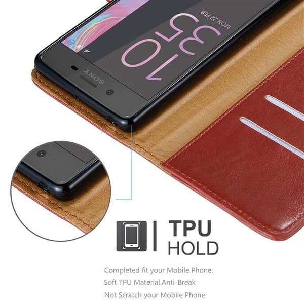 Deksel til Sony Xperia X Lommebokdeksel med magnetisk lukking, stativfunksjon og kortlomme